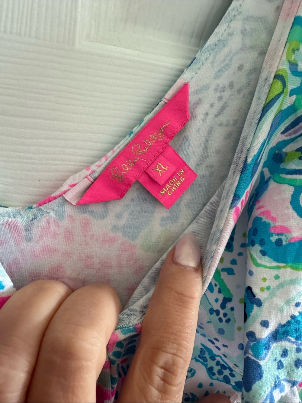 Lilly Pulitzer Ruffle V-Neck Floral Dress - Pink & Blue & Green - Picture 2 of 4